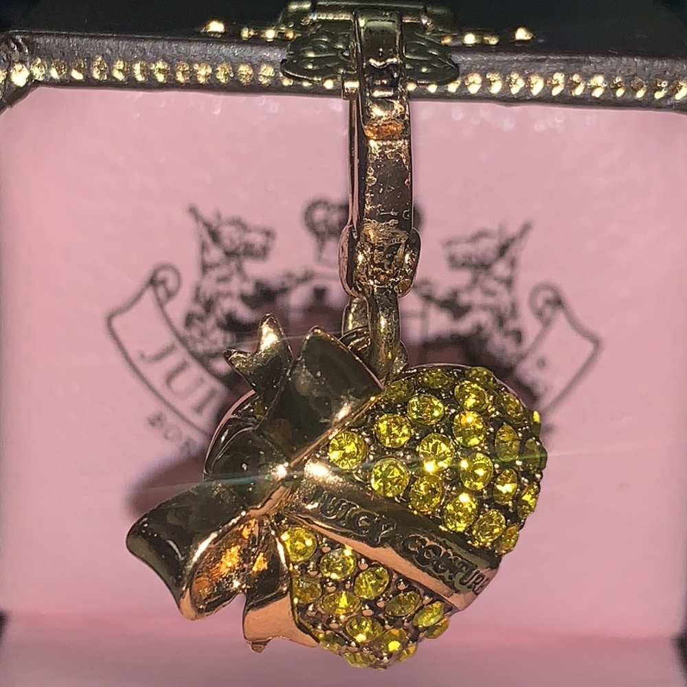 Juicy Couture YELLOW PAVE BANNER PUFF HEART CHARM SWAROVSKI CRYSTALS - Picture 4 of 16